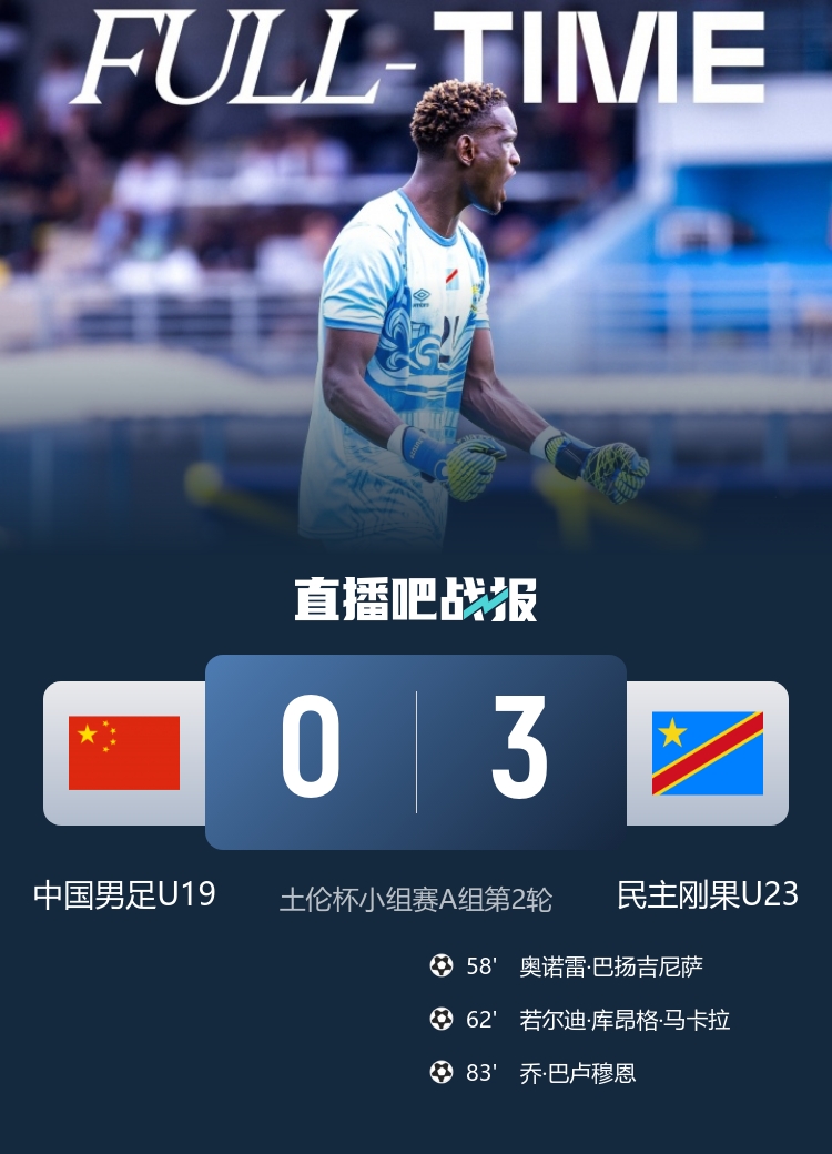 土伦杯U19国足0射门0角球 依合散黄油手0-3负民主刚果U23 土伦杯U19国足0射门0角球 依合散黄油手0-3负民主刚果U23