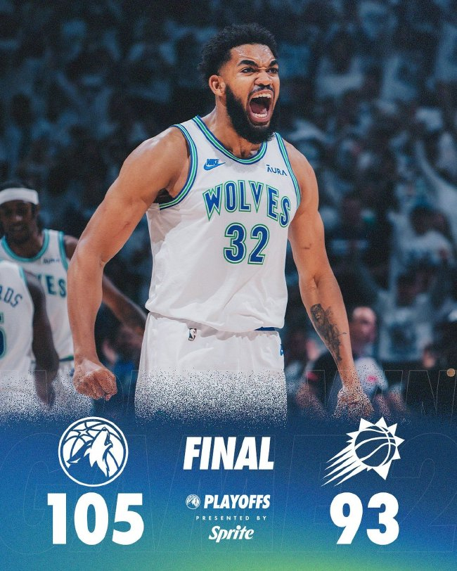 麦丹25分领衔，森林狼绞杀太阳夺赛点2-0